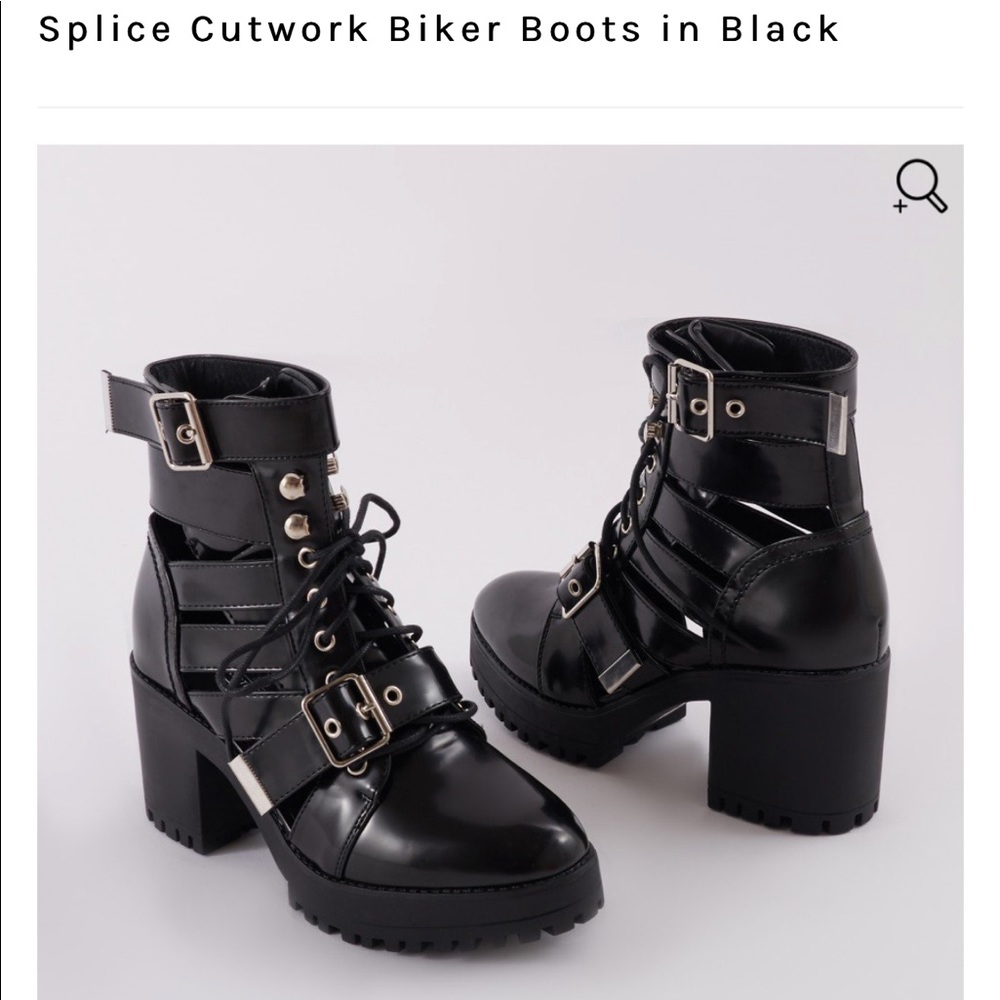 ISO black splice biker boots!!!